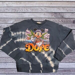 Roark XS Mickey Mouse Dope Sweatshirt Women Blue Tie Dye Excellent Edgy Graphic